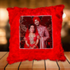 Personalized Square Shape Red Fur Cushion